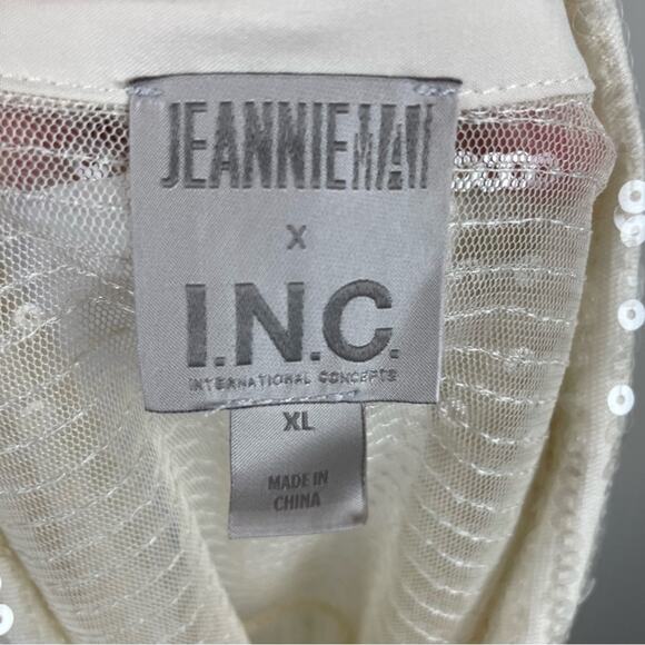 Jeannie Mai X INC Sheer Sequin Oversized  Long Sleeve Shirt NWT XL - Picture 8 of 9